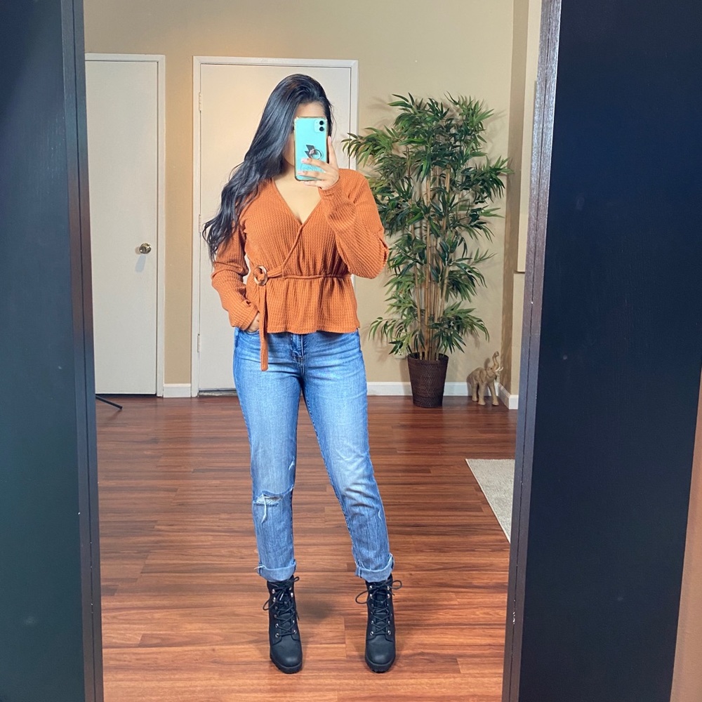 Orange long sleeved passport top